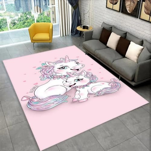 Kinderteppich Cartoon-Einhorn-Tierpferd - Kurzflor Teppich Kinderzimmer Spielteppich Antiallergen Und Extra Weich - Babyzimmer Teppiche Für Junge Und Mädchen Babyteppich 100 X 200 cm -7Q5E5Z5G9X8P2