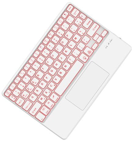 IVEOPPE Clavier Bluetooth sans Fil avec Pavé Tactile Rétroéclairé, Clavier Bluetooth sans Fil Ultra-Fin pour iPad, iPad Pro, Tablette Compatible avec Android Samsung/Huawei/Xiaomi/Lenovo, Blanc