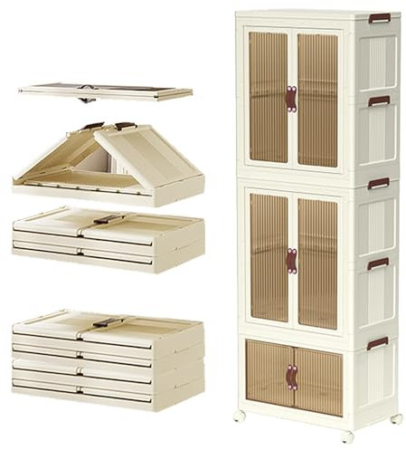 Tragbarer Kinderschrank,großer zusammenklappbarer Baby-Kleiderschrank mit 2 Hängebereichen/Stangen und Tür,Schrank-Organizer aus Kunststoff,faltbarer Schlafzimmerschrank,Geschenk für Jungen,Mädchen,