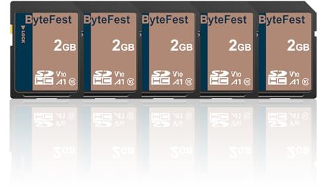ByteFest SD Karte 2GB 5 Pack, Speicherkarte, Class 10, U1, V10, A1, Full HD Video, Memory Card für Kamera, DSLR (2GB, 5 Pack)