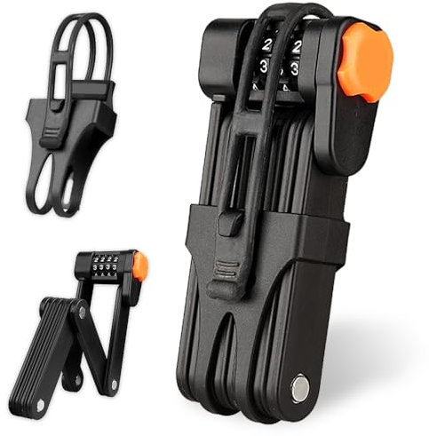 mizikuu Faltbares Fahrradschloss, Zahlenschloss mit 4 Ziffern aus gehärtetem Stahl, Diebstahlsicherung für Fahrrad und Motorrad