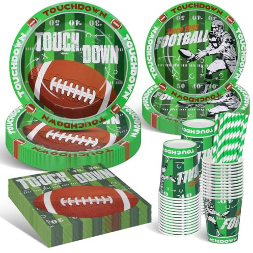 DANXIAN American Football Party Geschirr Set, Super Bowl Deko 2025 - XXL Set zur Superbowl Party, Fussball Geburtstag Deko Set für Geburtstagsdeko Junge Mädchen Partys 20 Gäste