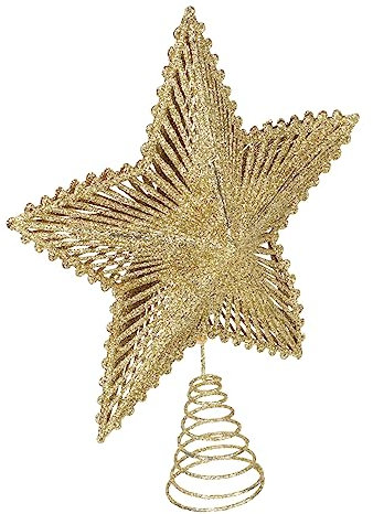 ASAKKURA Weihnachtsbaum Topp Stern Aus Glänzende Goldene Dekoration Für Christbaum Festliche Atmosphäre Einfach Zu Platzieren Perfektes Fotorequisit Für Unvergessliche Momente