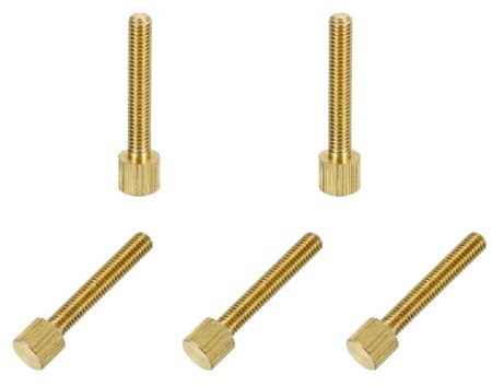 sourcing map Rändelschrauben aus Messing, M4 x 25 mm (8 x 6 mm Kopf), flache Streifen, massives Messing, Diamant-Rändelschrauben, Knöpfe für Elektronik, Mechanik, 5 Stück