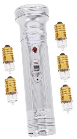 NUOBESTY Linterna Retro De Metal Led Portátil Para Camping y Emergencias, Sin Batería, Tamaño Compacto 80s Estilo Vintage, Linterna Clásica De 5 Bombillas Ajustable Para Senderismo y Uso Manual