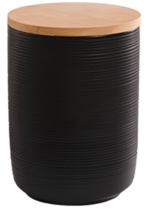 Shilanmei Ceramic Tea Coffee Sugar Canisters with Lids 27.05oz Black | Food Storage Jar for Kitchen Biscuit Tin for Nuts, Spices, Counter