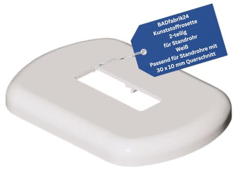 BADfabrik24 Kunststoffrosette 2-teilig weiß – für Standrohr 30 x 10 mm, Abdeckung für Rohrdurchführung, robust & passgenau, einfache Montage