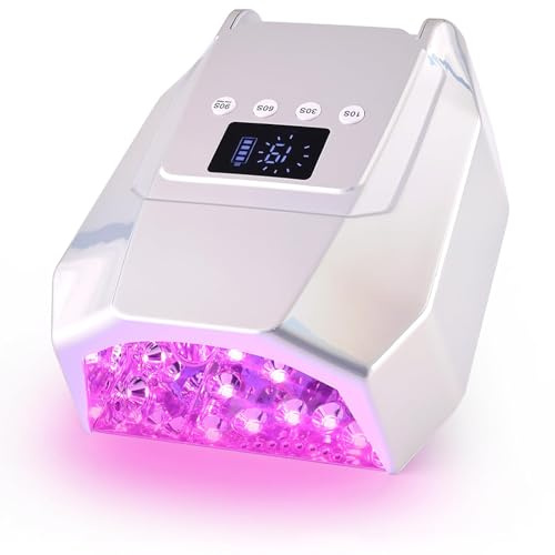 Lampada Uv Per Unghie Ricaricabile Senza Fili Da 98 W, Lampada Per Unghie In Gel Con Sensore Automatico E Display Lcd, Asciuga Smalto, Lampada Fotopolimerizzante Per Casa E Centro Estetico F