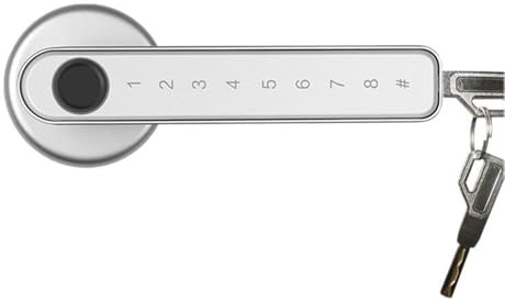 Smart Door Handle Lock 4-in-1 Bluetooth Fingerprint Keypad Door Lock Biometric Support Fingerprint/Password/Key/Bluetooth/Tuya App Unlock(Silver)