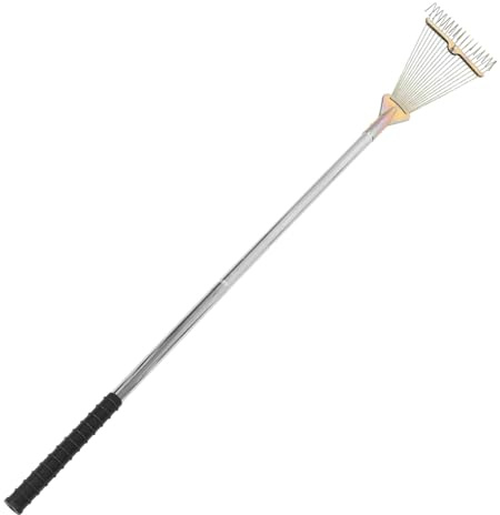 WEKADRIN Rastrillo De Jardín De Acero Inoxidable Púas De Metal Cabeza Ancha Herramienta De Jardín Para Recoger y Césped y Césped
