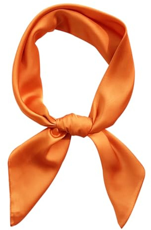 lokxmve Seidentuch Damen 70 x 70cm Weich Halstuch Damen Seide Leicht Eleganter Seidenschal Vielseitiges Seidentücher Bandana Kopftuch Schal Quadratisch Tuch Silk Scarf Geschenk für Frauen(Orange)