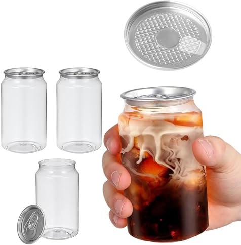 GAYAYAS Verschließbare Kunststoffbecher mit Deckel, Auslaufsichere, durchsichtige, für Boba, Smoothie-Glas-Trinkdose, kompatibel mit automatischem Becherverschließer 100psx400ML