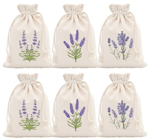 6 Stück Lavendelsäckchen Leer zum Befüllen,Stoffsäckchen für Lavendel mit Kordelzug,Säckchen für Lavendel für Schmuck,Hochzeiten,Gewürze,Kräuter