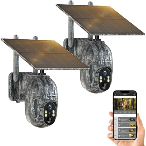 2 Pack 4G LTE Wildkamera Solar mit SIM Karte, Wildkamera mit Handyübertragung App, Infrarot Wildtierkamera mit Nachtsicht Bewegungsmelder 0,1s Auslösezeit 32GB SD Karte 2-Weg-Audio IP66 Wasserdicht
