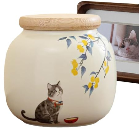 Yiohejy Urna para Mascotas | Urna De Cerámica para Cenizas De Gato | Caja De Respeto para Animales Conmemorativo para Cabello Cremación | Jardín del Recuerdo Funeral Pésame