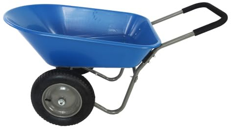 Wheel Barrow Two Wheeled Trolley for Blue Garden 15 inch Pneumatic Wheel 57.87 x 28.35 x 26 Net Weight: 22 pounds Gross Weight: 26.5 pounds
