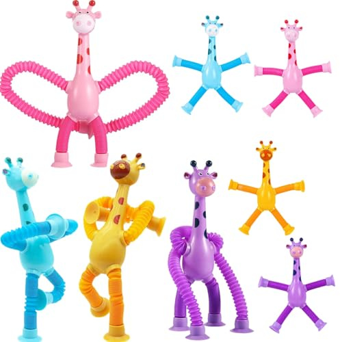 Girafe Jouet Ventouse Bebe, 8 Pièces Cadeaux Anniversaire Invités Enfant, Jouets Sensoriels, Educatif Amusant de Soulagement du Stress Jouets Anti Stress pour Enfants et Adultes