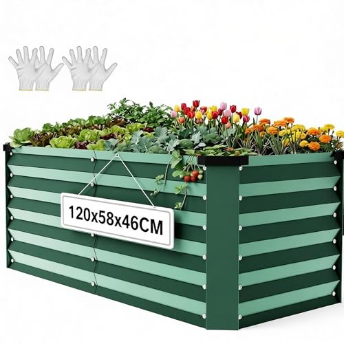 YITAHOME Raised Garden Bed 120x58x46cm,Outdoor Plant Galvanised steel sheet