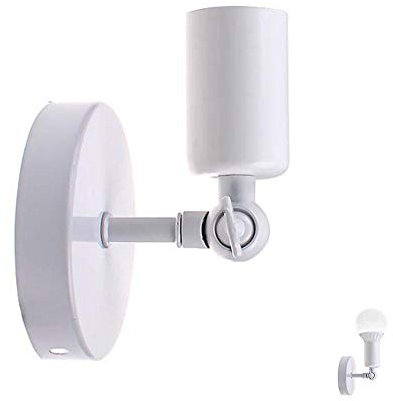 Applique Murale Blanc Simple E27 LED Fer lumière Porte-lampe de Couloir Murale Edison et support Applique de mur pour Salle à manger Chambre Cuisine
