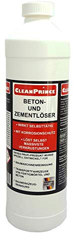 Betonlöser 1 Liter | Zementlöser Betonschleier Betonreste Zementschleier Baumaschinenreiniger mit Korrosionsschutz | selbsttätige Wirkung | löst massivste Verkrustungen