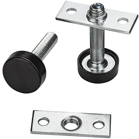 SOTECH 10 pezzi Piedini regolabili M8 x 40 mm (Lunghezza totale inclusi i piedini a pavimento: 45 mm) con Piastra di montaggio Vite di regolazione Vite per mobili