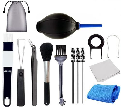 Kit de Nettoyage de Clavier Kit de Nettoyage PC Kit de Nettoyage de Brosse Antistatique pour Ordinateur, Casque, Clavier, écran (12 pièces)