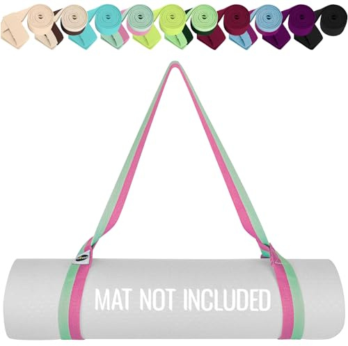 TECEUM Premium Yogamatte Tragegurt – Extra Weich & Dick aus Baumwolle – Hautfreundlich & Rutschfest – Verstellbarer Mattenhalter Yoga Mat Strap für Alle Matten [Matte nicht enthalten]