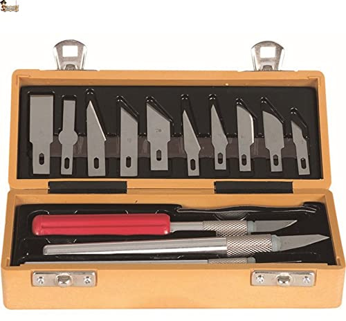 BricoLoco.com Set cutter y cuchillas de precisión. Kit de 17 piezas en maletín. Escalpelos bisturí para manualidades, ebanista, modelismo, bricolaje, marquetería, artesanía.