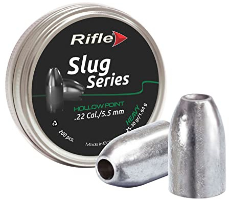 Rifle Heavy Hollow Point Slug Air Gun Pellets | .22 Caliber | 5.5 mm | 25.3 gr | Slug Designed for Target Shooting and Hunting | 200 Count