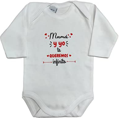 MI SORPRESA Body bebé frase : MAMÁ Y YO TE QUEREMOS INFINITO REGALO BEBES REGALO PAPÁS (3 MESES)