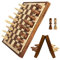 Syrace Magnetisches Schach- und Dame-Set, Brettspiele, Kinder und Erwachsene, aus Holz, faltbar, handgeschnitzt, tragbar, Reise-Schachbrettspiel-Sets mit Spielsteinen und Aufbewahrungsschlitzen, 40 cm