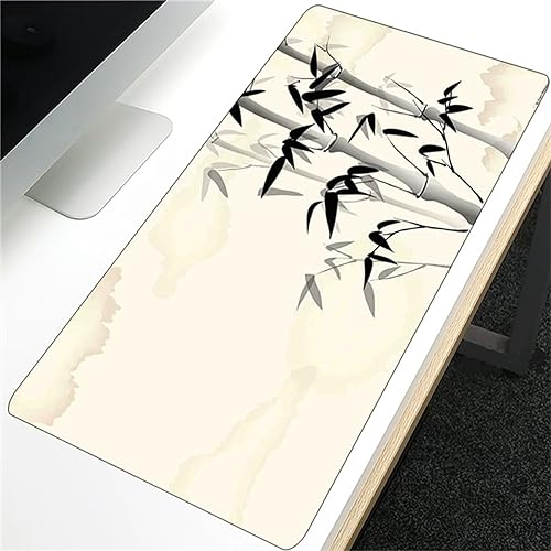 Mauspads Gelbgrauer Bambus Gaming Mauspad XXL 800x400x4mm Mousepad Großes Tischunterlage Computer Zubehör rutschfest Schreibtischunterlage Waschbar Widerstandsfähig für Büro Laptop Tisch