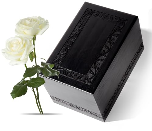 Urne funéraire en bois pour cendres humaines – Grande urne funéraire pour homme et femme – Peut contenir des cendres jusqu'à 110 kg (noir)
