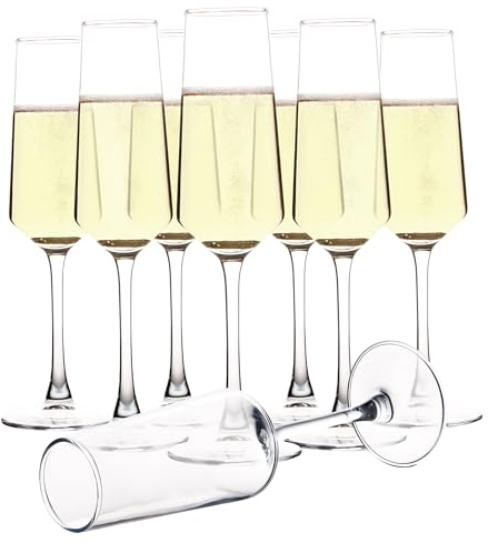 UMI UMIZILI Champagne Glasses Set of 8, Long Stem Champagne Fltute with Mordern Shape, Sparkling Bubble Wine Glasses for Party Bar Resturant Clear, Dishwasher safe…
