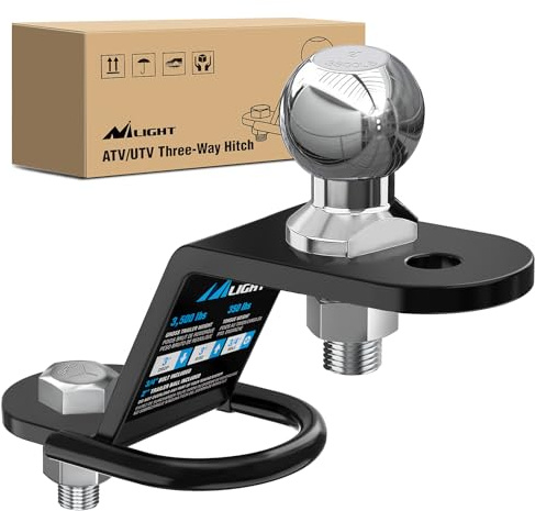 Nilight ATV/UTV Three-Way Hitch with 2 Inch Ball, 3500lbs, Black, 3 Mounting Options, 2 Years Warranty