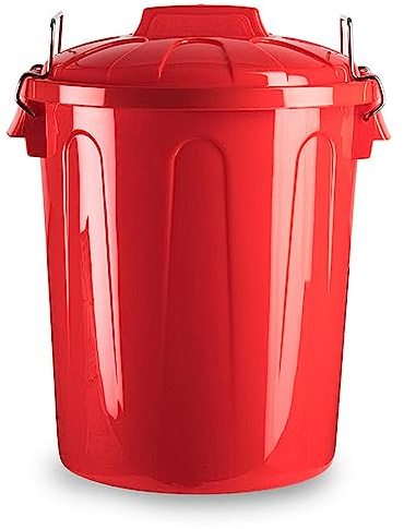 Acan Tradineur Poubelle Plastique 21 Litres avec Couvercle et Poignées Métalliques - Rouge 42,2 x 33,8 x 33,8 cm