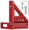 Fentar 3-D Speed Square, 22.5-90° Aluminum Alloy Combination Square, Accurate Carpenters Square with 11 Different Drill Holes and Positioning Aid, Multifunctional Woodworking Tools Set Square, Red