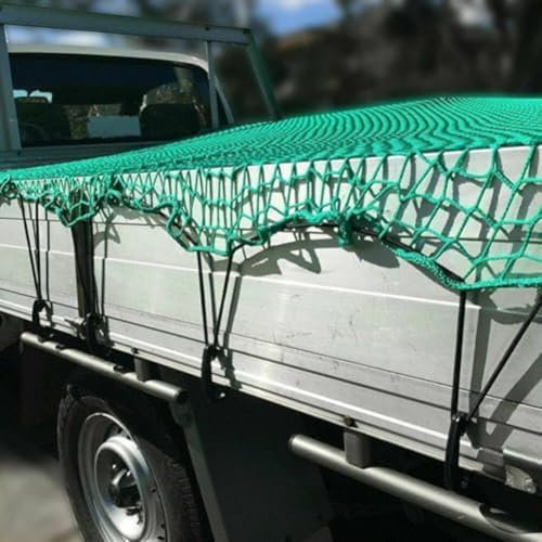 GLFLOW Filet de chargement de 1,5 m x 2,2 m avec 15 crochets pour pickup, remorque, VUS, bateau - Filet de chargement extensible avec 24 mousquetons à clip bonus