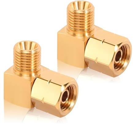 2 Pezzi Angolo di Collegamento a Gas 1/4 Sinistro Connettore Angolare in Ottone a 90 Gradi Raccordo a Gas Attacco Rapido a Gas per Tubo Flessibile del Gas Angolare Camper Campeggio Caldaia a Gas