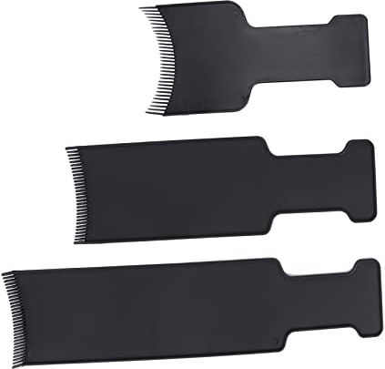 Mikinona 3 Piezas Kit de Peines para Teñir Pelo Profesional Herramienta para Balayage y Mechas Protege Cabelludo Casa y Salón Fácil Limpieza Negro Grande Mediano Pequeño