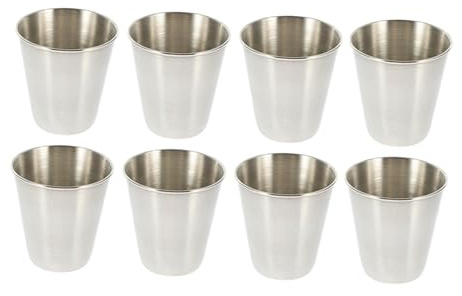 CONGARTENO 8 piezas Copas de Vino de Acero Inoxidable Resistentes Golpes para Licor y Vino Blanco Compacto para Hogar Fiestas y Bares