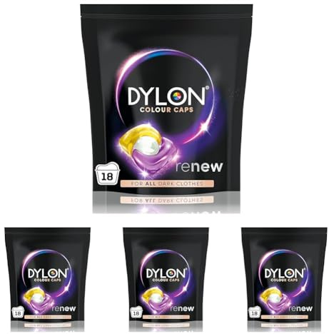 Dylon Black & Dark Caps (18 Wash Loads), Dylon Black Caps for all Darker Clothes, Dark Colour Washing Pods to Protect Darker Colours, renewing in every wash with optimal results in 10 washes