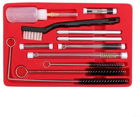 Bulevisiter Kit de nettoyage en spray 23 pièces avec étui de rangement – Brosses de détail en fil et nylon pour HVLP, aérographe, aspiration et outils d'alimentation par gravité