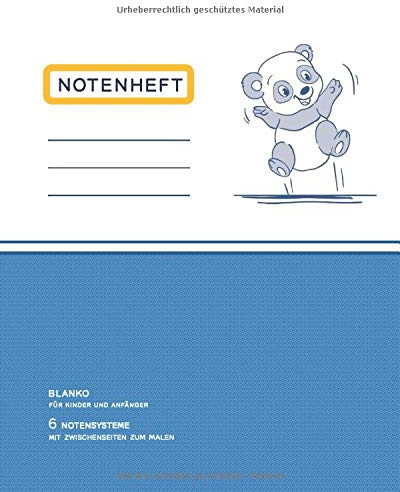 Notenheft mit Zwischenseiten zum Malen. Blanko. 6 Notensysteme. Für Kinder und Anfänger.