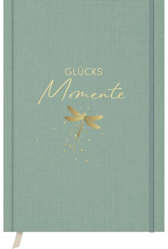 Glücksmomente Mint: Notizbuch, Ausfüllbuch mit Goldveredelung, Lesebändchen, Zetteltasche und Gummiband, A5, liniert, 200 Seiten - SchreibLiebe