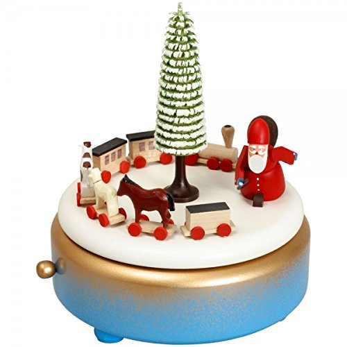Rudolphs Schatzkiste Spieldose Weihnachtsmann blau BxHxT 13x15,5x13cm NEU Spieluhr Spielwerk Musikdose Musik Figur Seiffen Erzgebirge Holz Dekoration Weihnachten