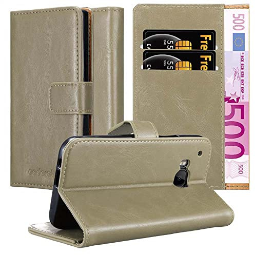 Cadorabo Hülle kompatibel mit HTC ONE M9 aus Premium Kunst Leder Flip Klappbare Stoßfeste Magnetische [Standfunktion] [Kartenfächern] Cover Hülle für HTC ONE M9 Tasche in Braun