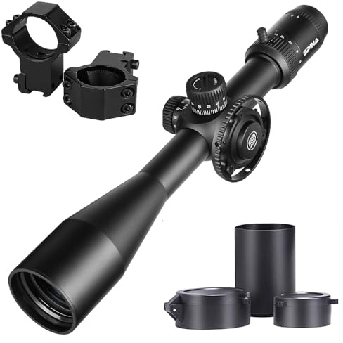 SPINA OPTICS 6-24X50 FFP First Focal Plane Scope Rifle Scope w MOA Dot Reticle Hunting Optics Shooting Riflescope Optical Sight (with 11mm Rings)
