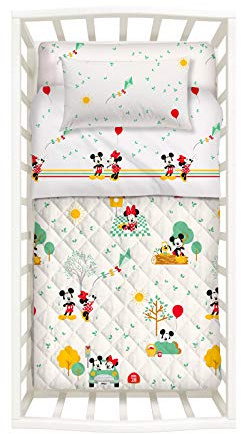 Caleffi 79602 Cotone Disney Minnie&Mickey Copriletto Primaverile, Naturale
