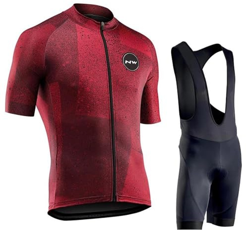 Moxilyn Ropa de Ciclismo Para Hombre Traje de Bicicleta Conjunto de Verano Top + Bib Shorts Acolchados, Almohadilla de Asiento de Gel 9D Para Montar En Bicicleta Conjunto Cómodo y De Secado Rápido